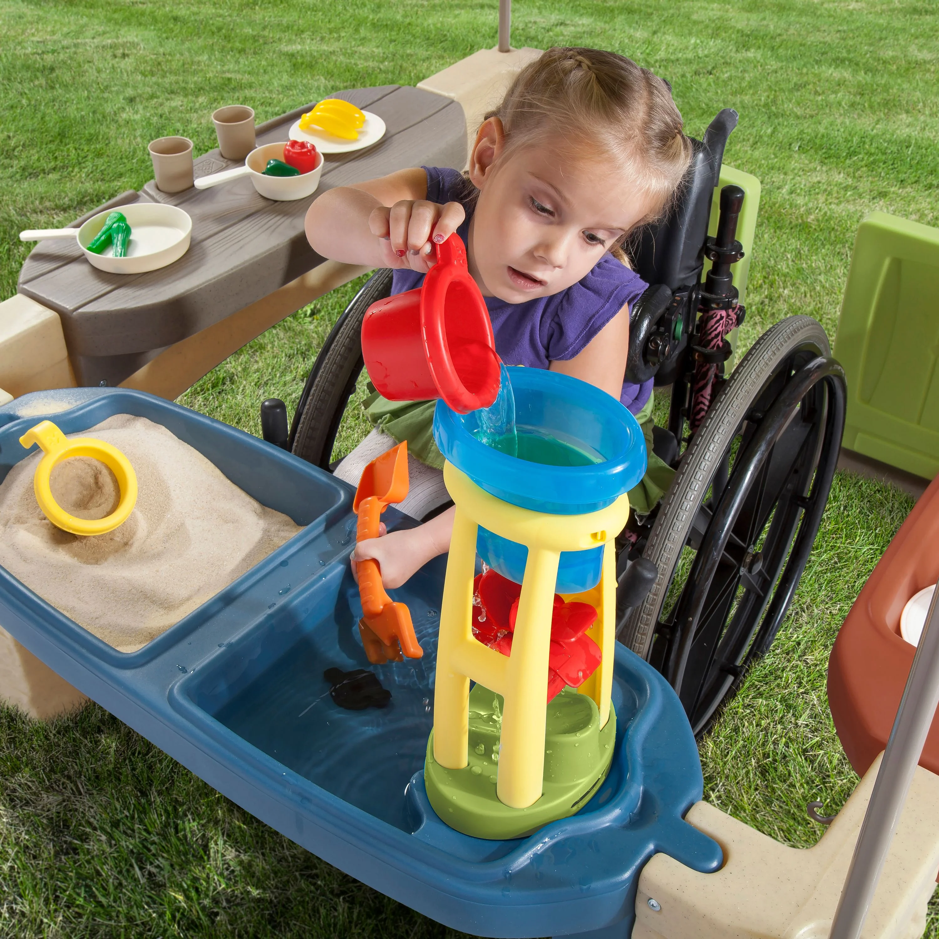 Step2 All-Around Playtime Patio with Canopy with 16 Play Accessories Playhouse Kids Outdoor Toys