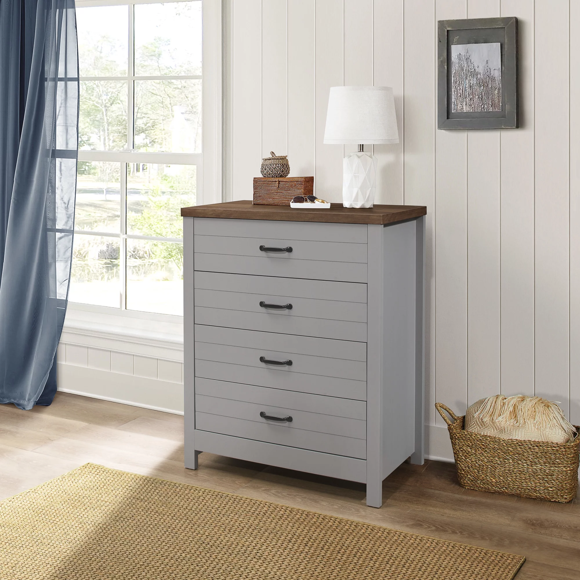 Lancaster Farmhouse 4-Drawer Dresser, Espresso, by Hillsdale Living Essentials