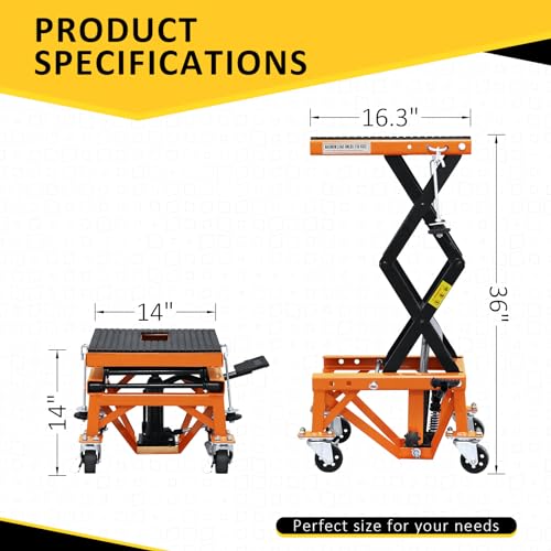 PENSUN Hydraulic Motorcycle Lift Table, 350 LBS Heavy Duty Ultra-Stable Motorcycle Scissor Jack Stand Fit for Motorcycle Dirt Bike ATV