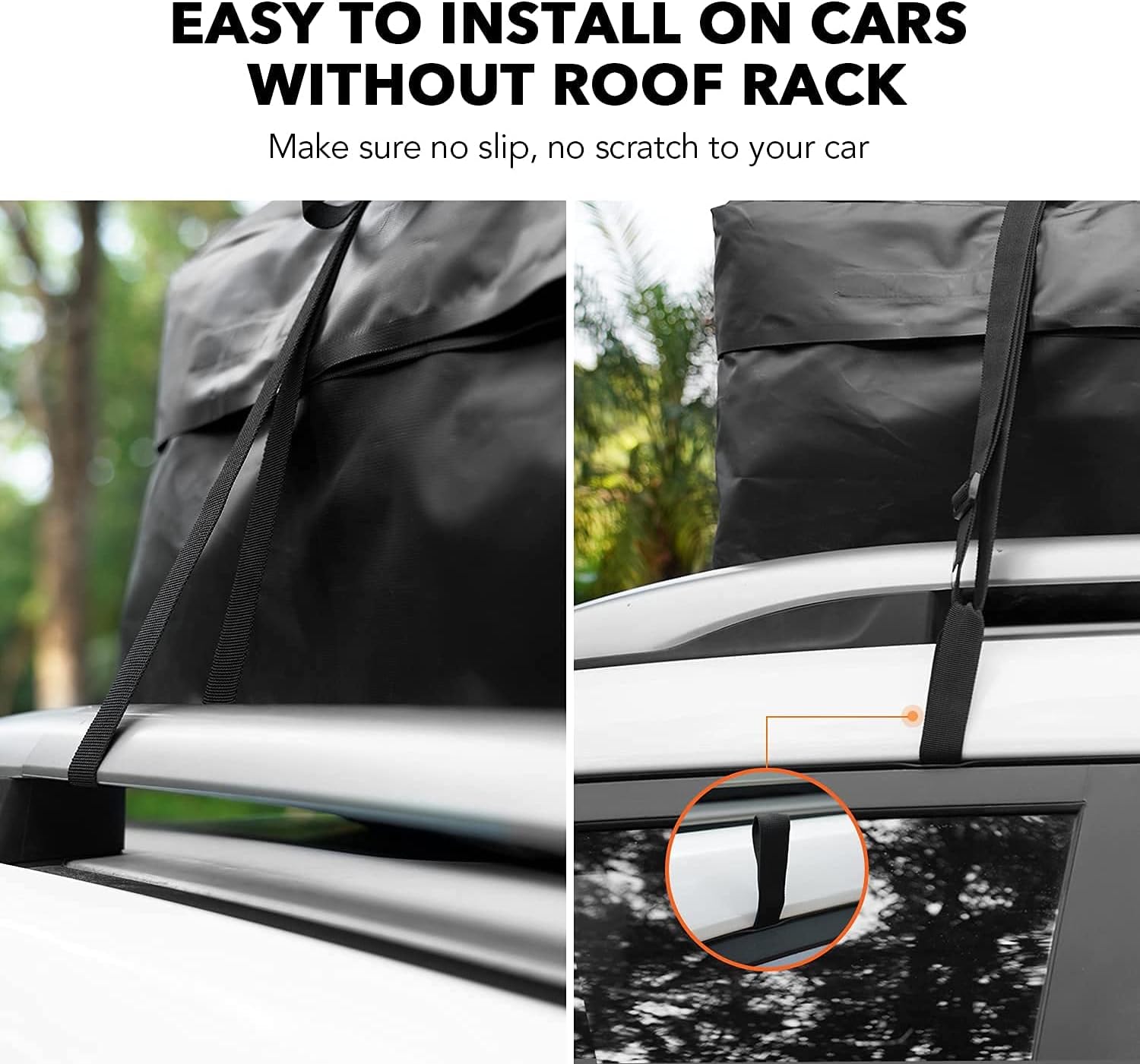 APLLE Rooftop Cargo Carrier, 15 Cubic Feet Rooftop Car Bag, with Anti-Slip Mat, Storage Bag, 8 Reinforced Straps, 6 Door Hooks