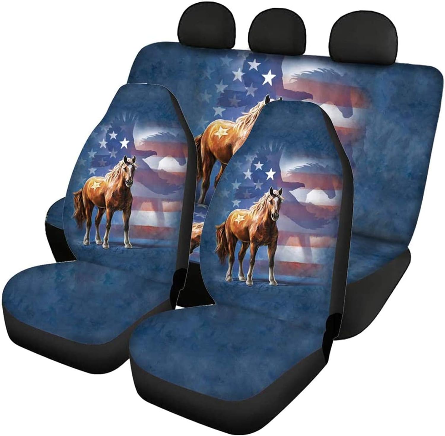SEANATIVE Stretchy Car Seat Cover Camo Forest Deer Universal Car Interior Seat Cover Machine Washable Anti-Slip Front and Rear Bench Back Seat Cover