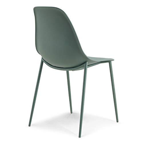 POLY & BARK Isla Modern Kitchen Chairs Set of 4 - Plastic Dining Chair with Metal Legs