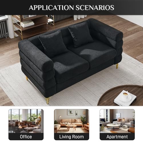 Cloud Couch for Living Room, 79" Modern Overstuffed Deep Seat Boucle Sherpa 3 Seater Sofa with 3 Pillows