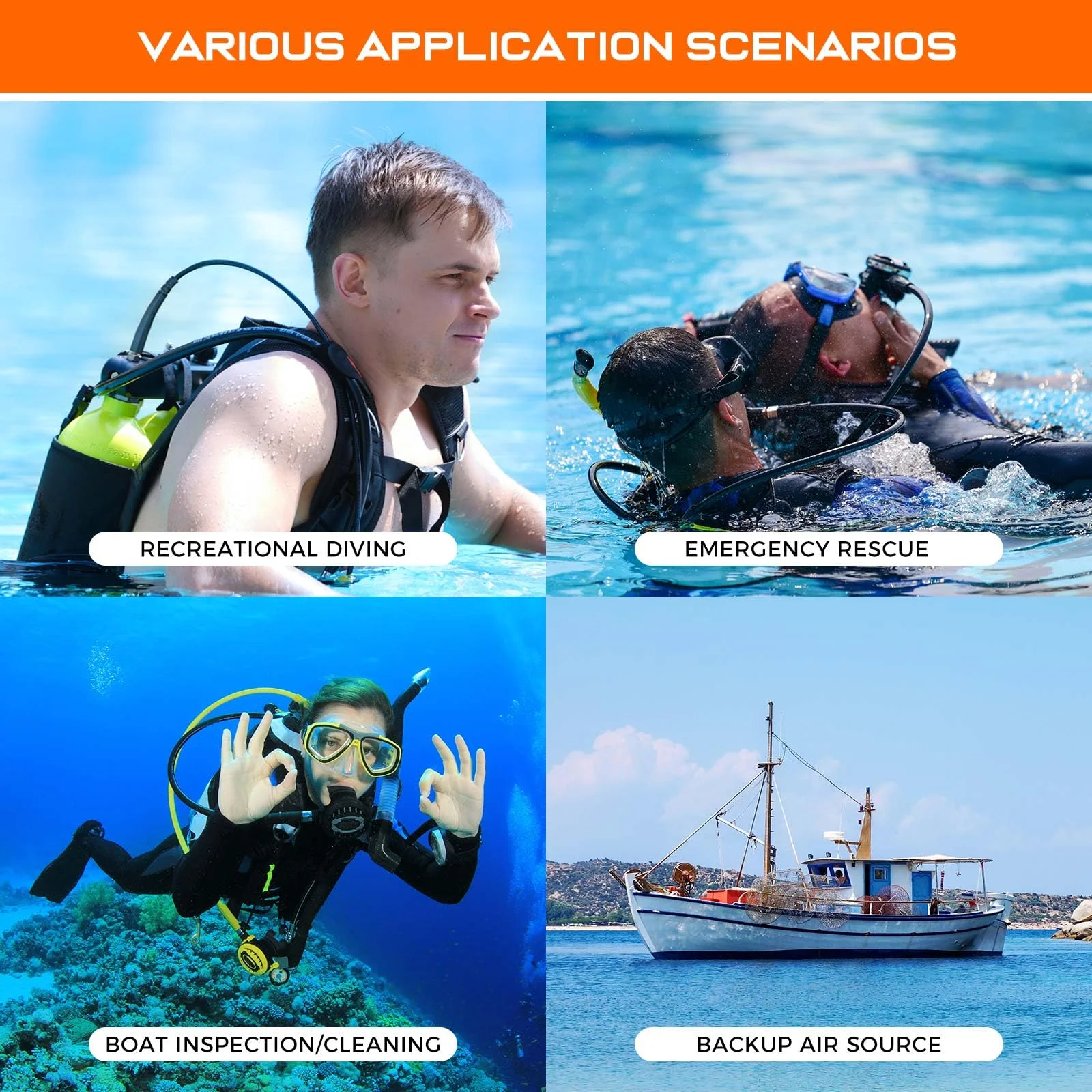 SMACO S700 Max Mini Scuba Diving Tank 1.9L Double Scuba Tank Reusable Small Pony Bottle with 30-45 Mins Portable Twin 1.9L Diving Air Tank Kit Diving