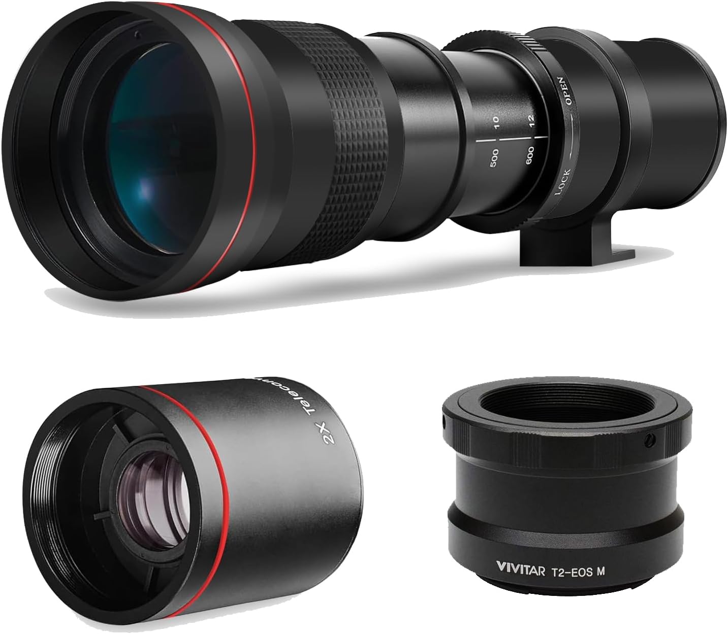 High-Power 420-1600mm f/8.3 Manual Telephoto Zoom Lens for Canon Digital EOS Rebel EOS-M, EOS M2, EOS M5, EOS M6, EOS M6 Mark II, EOS M10, EOS M50