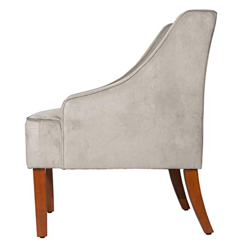 HomePop Velvet Swoop Arm Accent Chair, Suri Blue