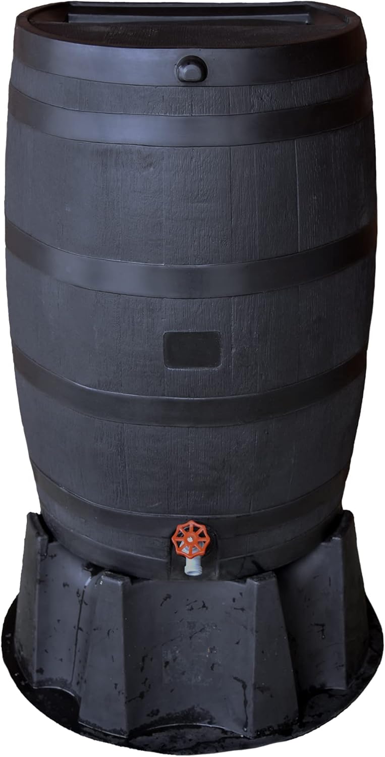 50 Gallon Rain Barrel with Stand and Oatey Mystic Rainwater Collection System