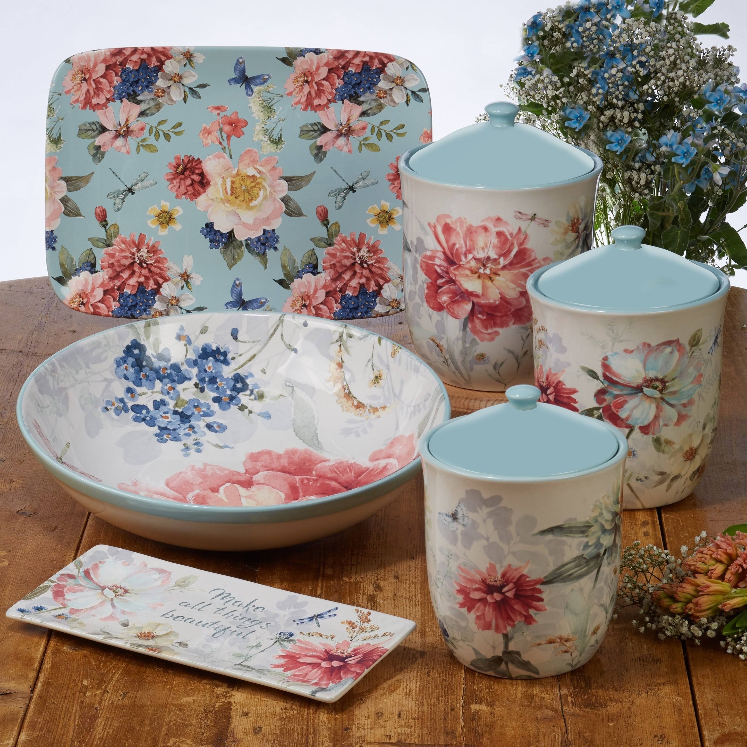 Certified International Spring Bouquet 3-Piece Canister Set