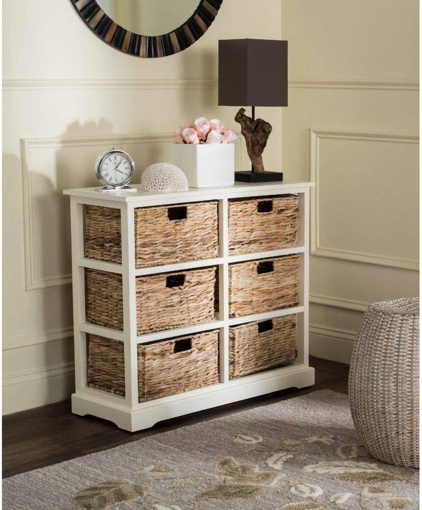 Safavieh American Homes Collection Keenan Distressed Black 6 Wicker Basket Storage Chest