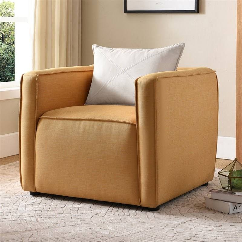 Furniture of America Charlie Modern Fabric Accent Chair in Yellow