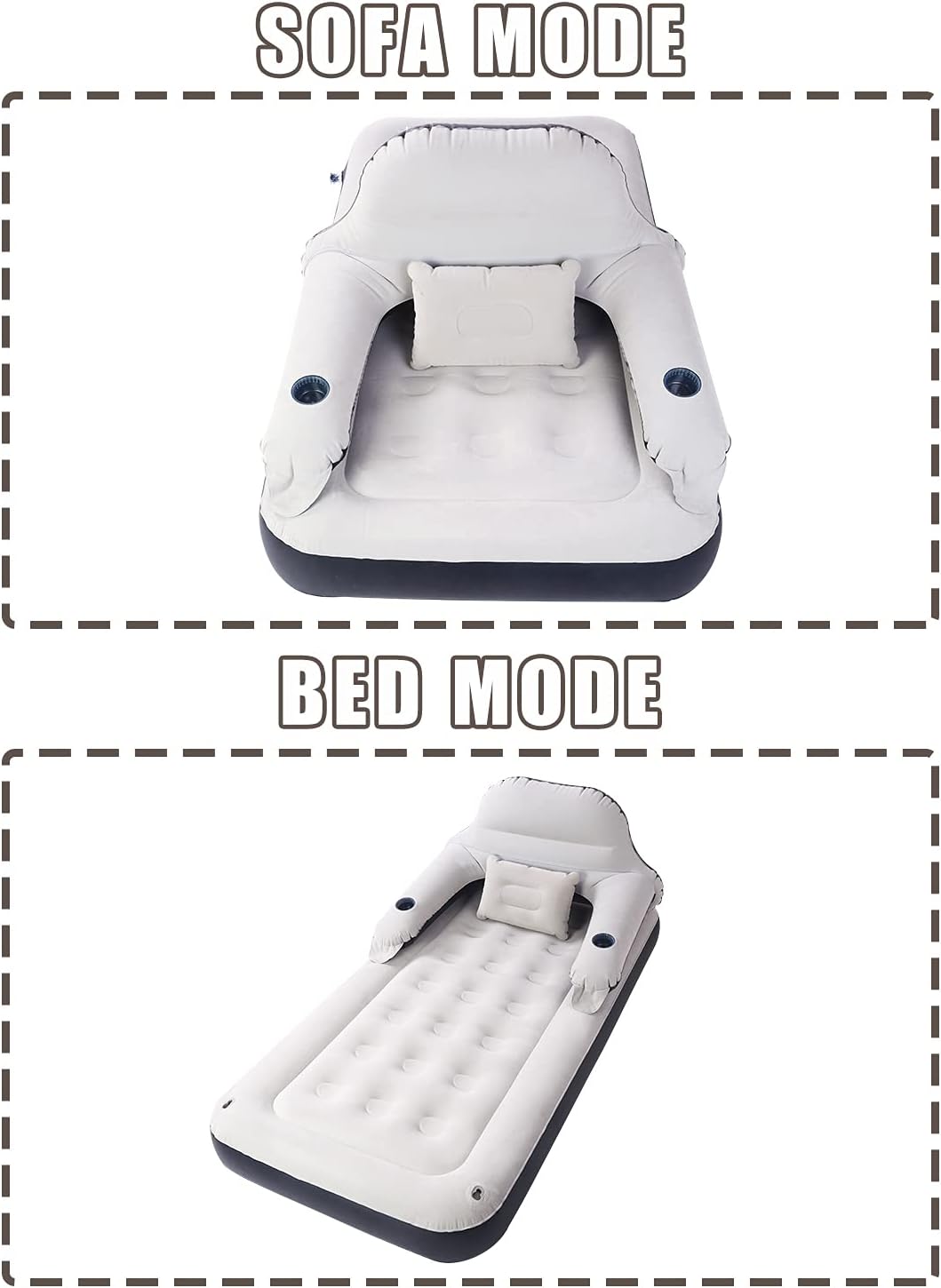 Twin Air Mattress for Tents Camping - 9" Raised Portable Single Inflatable Couch with Soft Backrest Patch Kit