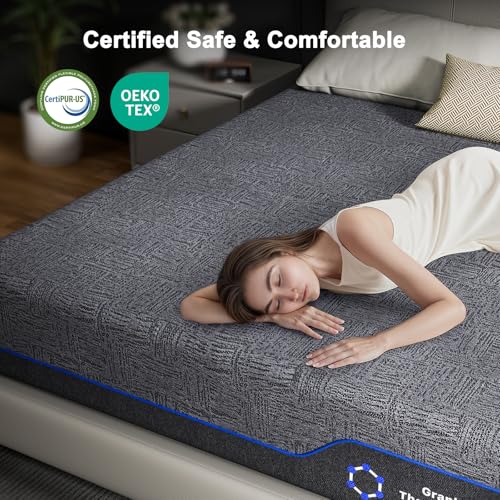 AMADA HOMEFURNISHING 12 Inch Queen Size Memory Foam Mattress, Cooling Sleep & Pressure Relief, Medium Firm Plus Feel & Fiberglass-Free