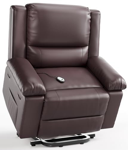 GarveeHome Power Lift Recliner Chair - Heat and Massage, Faux PU Electric Lift Recliner for Elderly & Mobility Impaired, Adjustable Back and Legs