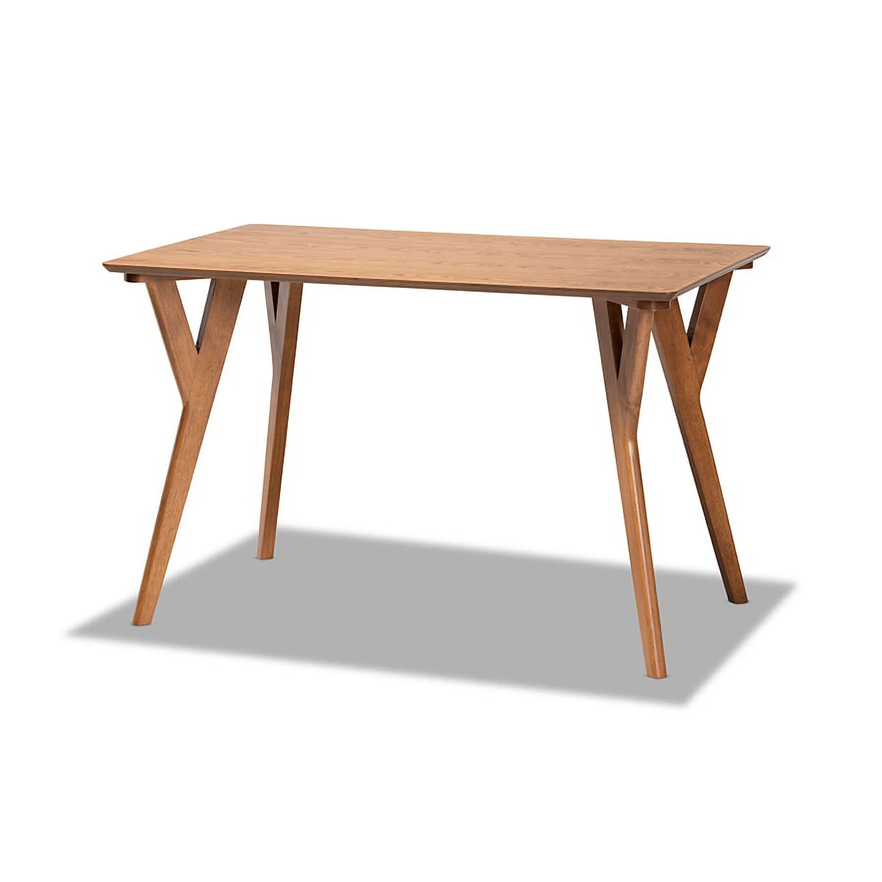 Baxton Studio Odessa Mid-Century Modern Grey Fabric Upholstered and Walnut Brown Finished Wood 3-Piece Dining Nook Set