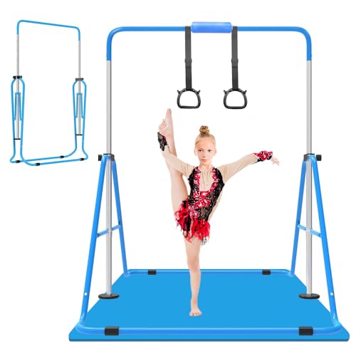 Expandable Gymnastics Bar for Kids, Adjustable Height Junior Training Kip Bar, Folding Gymnastic Horizontal Bars Monkey Bar