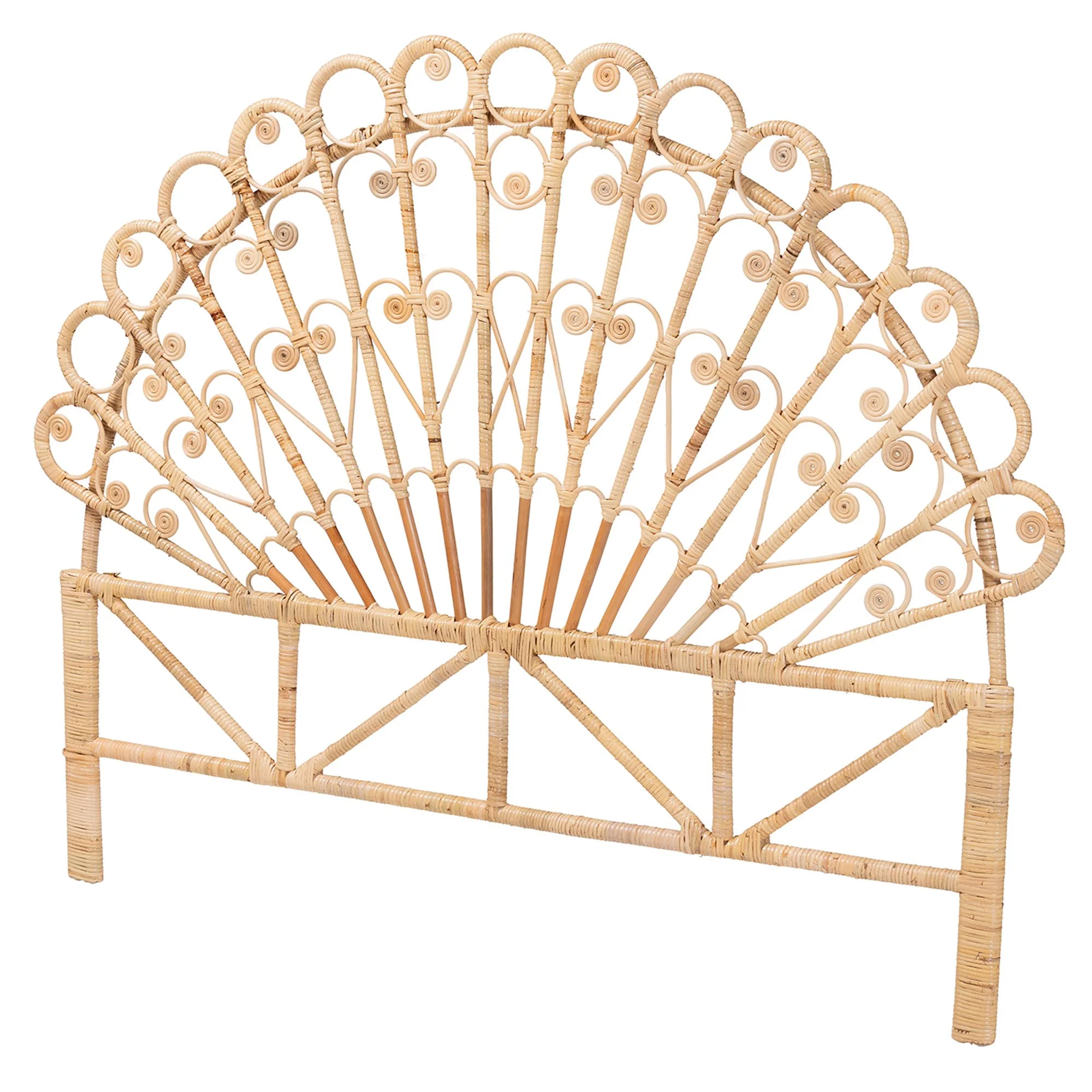 bali & pari Rasima Modern Bohemian Natural Brown Rattan Queen Size Standalone Headboard
