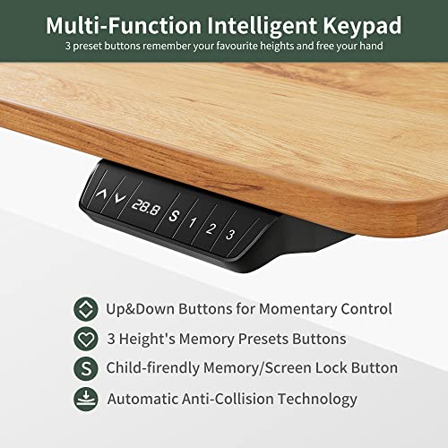 FEZIBO Standing Desk with Keyboard Tray, 40 × 24 Inches Electric Height Adjustable Desk, Sit Stand Up Desk, Computer Office Desk, Light Rustic