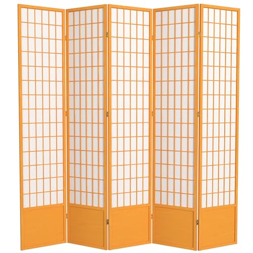 Red Lantern 7 ft. Tall Window Pane Shoji Screen-White-3 Panels Room Divider