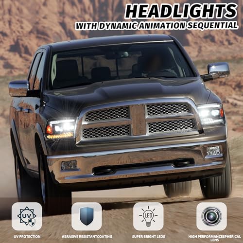 Full LED Projector Headlights Set for 2009-2018 Dodge Ram 1500