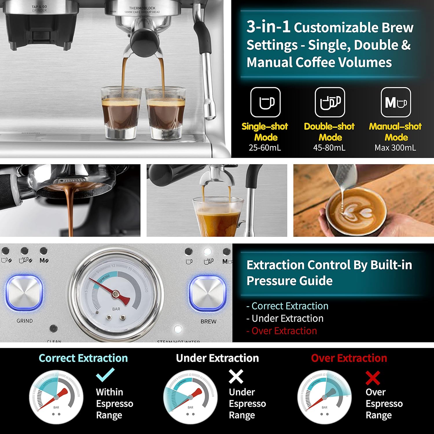 Gevi 4-in-1 Smart Pour-over Coffee Machine Fast Heating Brewer With Built-In Grinder, 51 Step Grind Setting, Automatic Barista Mode, Custom Recipes