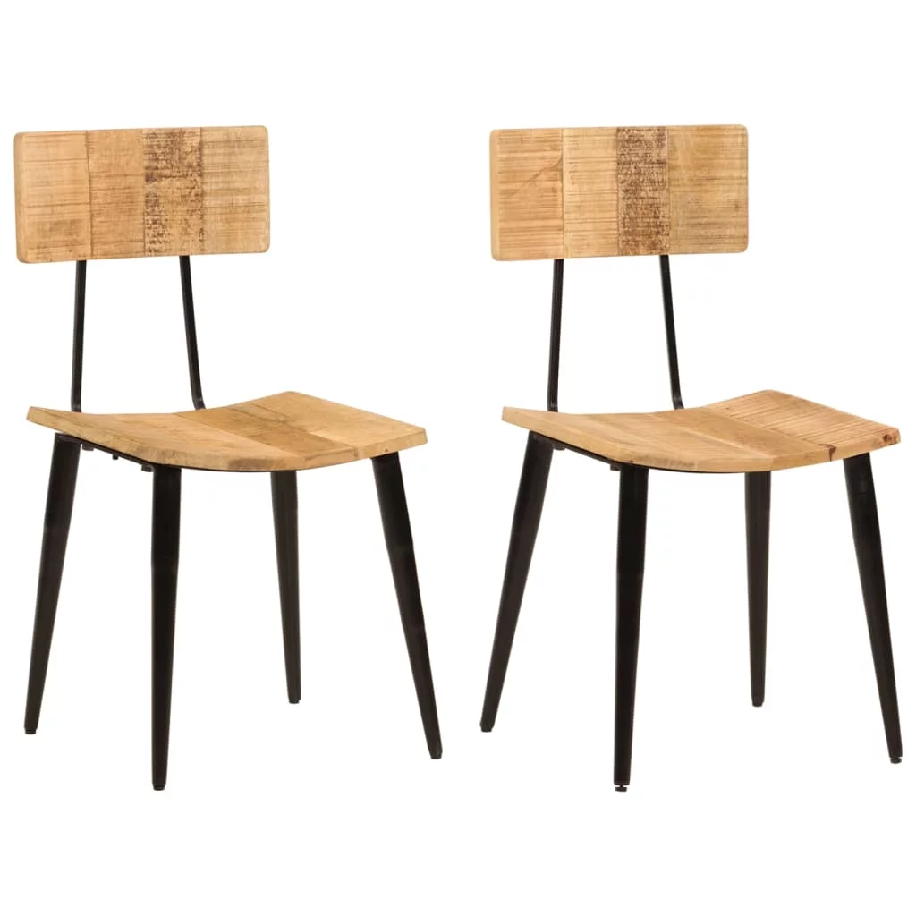 Tomshoo 2 pcs Antique-Style Dining Chairs, 17.3x15.7x31.5, Crafted from Durable Solid Mango Wood with Dense Grains, Stable Iron Frame