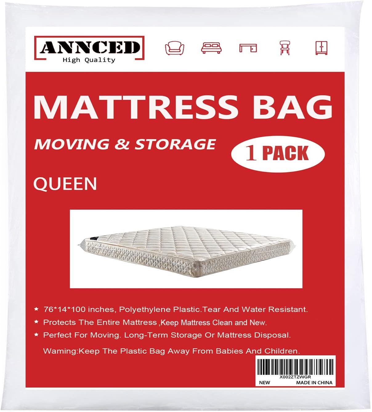 1 Packs Mattress Bag for Moving & Long-Term Storage Protection Cover