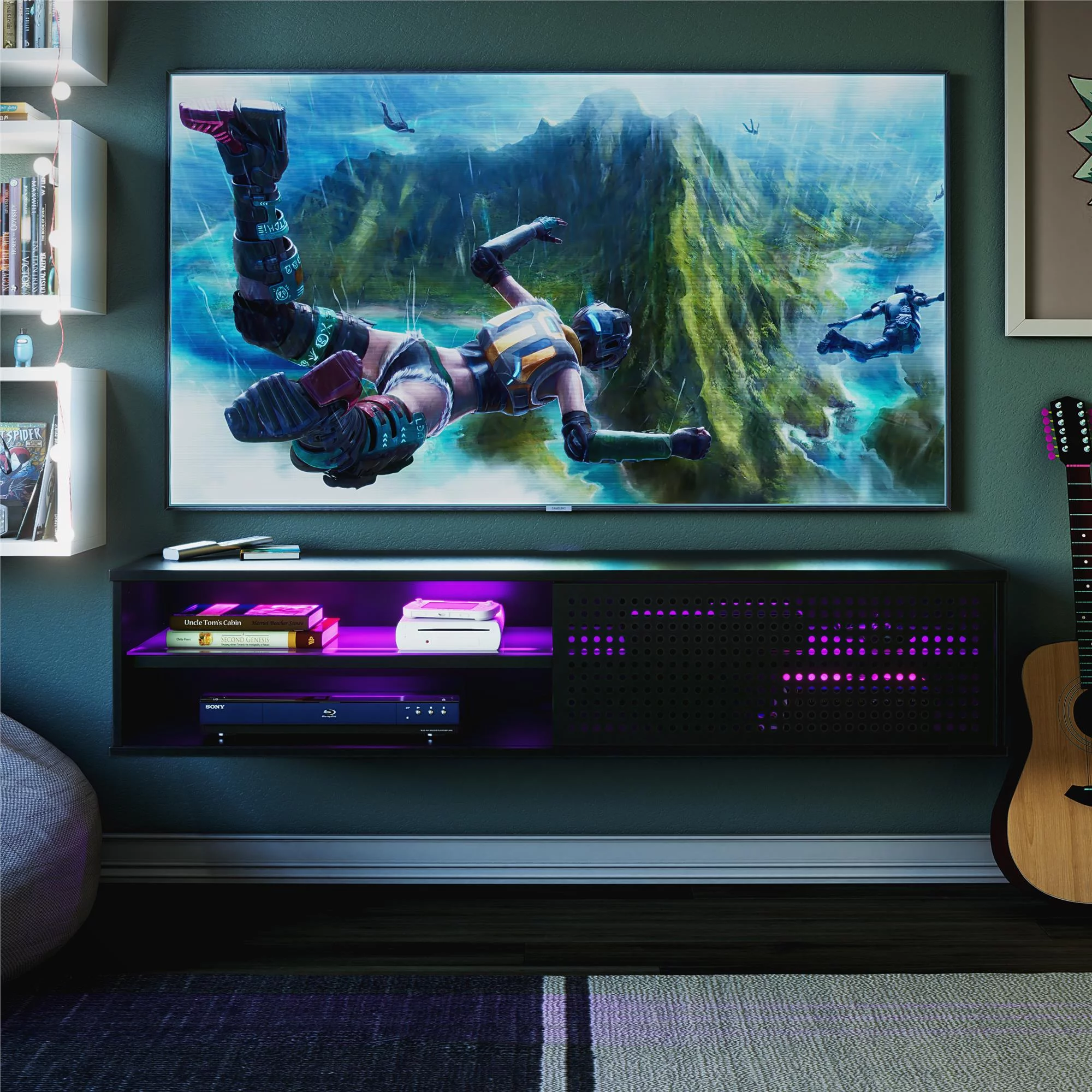 NTense Victory Floating TV Stand for TVs up to 60", Black