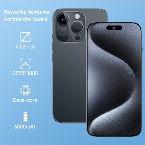 WV LeisureMaster A15 Pro Max Cell Phone,8GB+512GB Ultra Memory Unlocked Phone,Android 13.0 Smartphone,6800 mAh Battey,6.82-inch HD Screen,Dual SIM