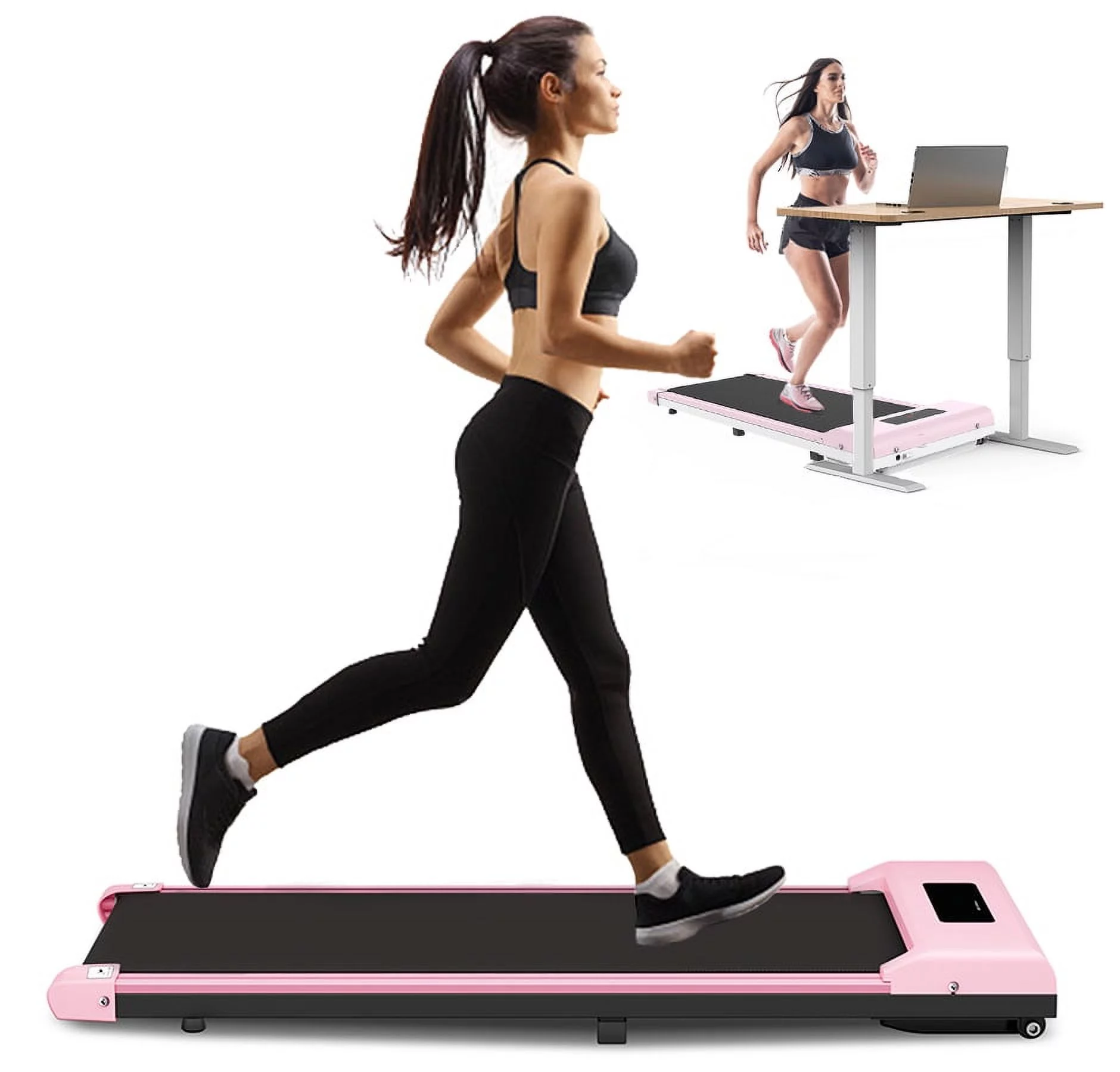 Bigzzia Walking Pad Under Desk Treadmill, Portable Treadmills Motorized Running Machine for Home,6.25MPH,No Assembly Required,Remote Control