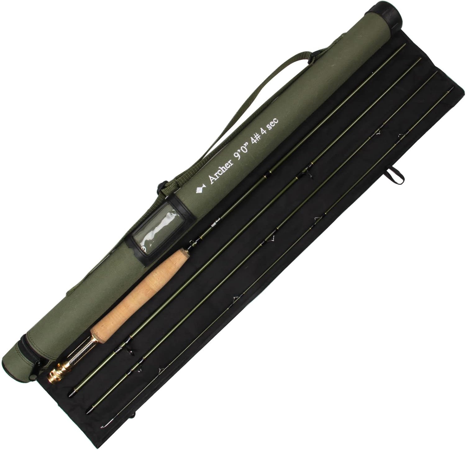 AnglerDream Archer Fly Fishing Rod 4 Section 3 / 4 / 5 / 8WT Fast Action Dark Green Fly Rod Graphite IM 10 / 36T Carbon Fiber Fly Rod CNC Machined