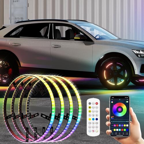 SUNPIE Wheel Lights for Truck - Universal 14.5’’ RGB Rim Light for Car/SUV