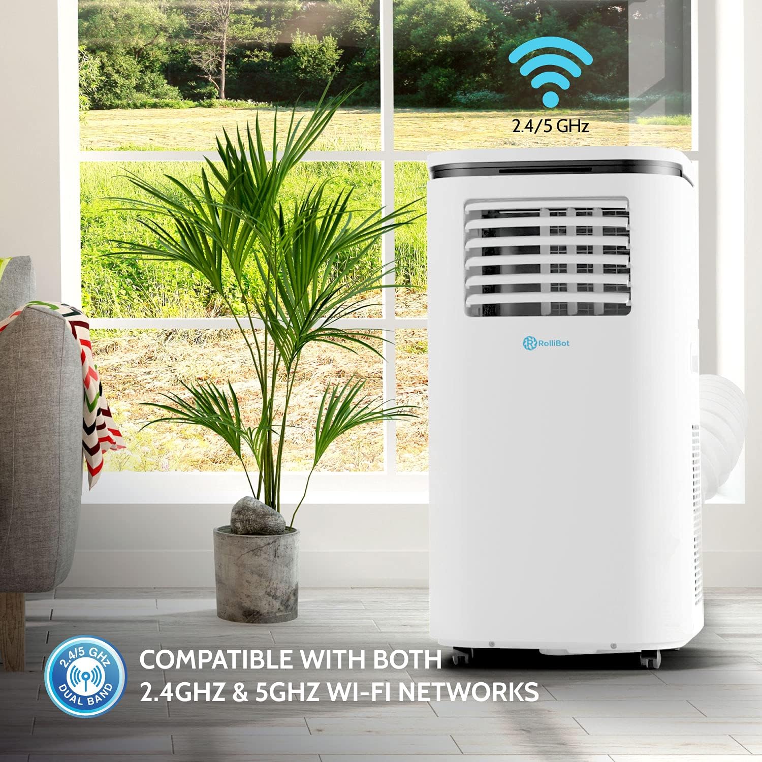 ROLLICOOL 14000 BTU Smart Portable Air Conditioner, Dehumidifier & Fan for Rooms up to 375 sq ft | Alexa-Ready Voice Commands, App