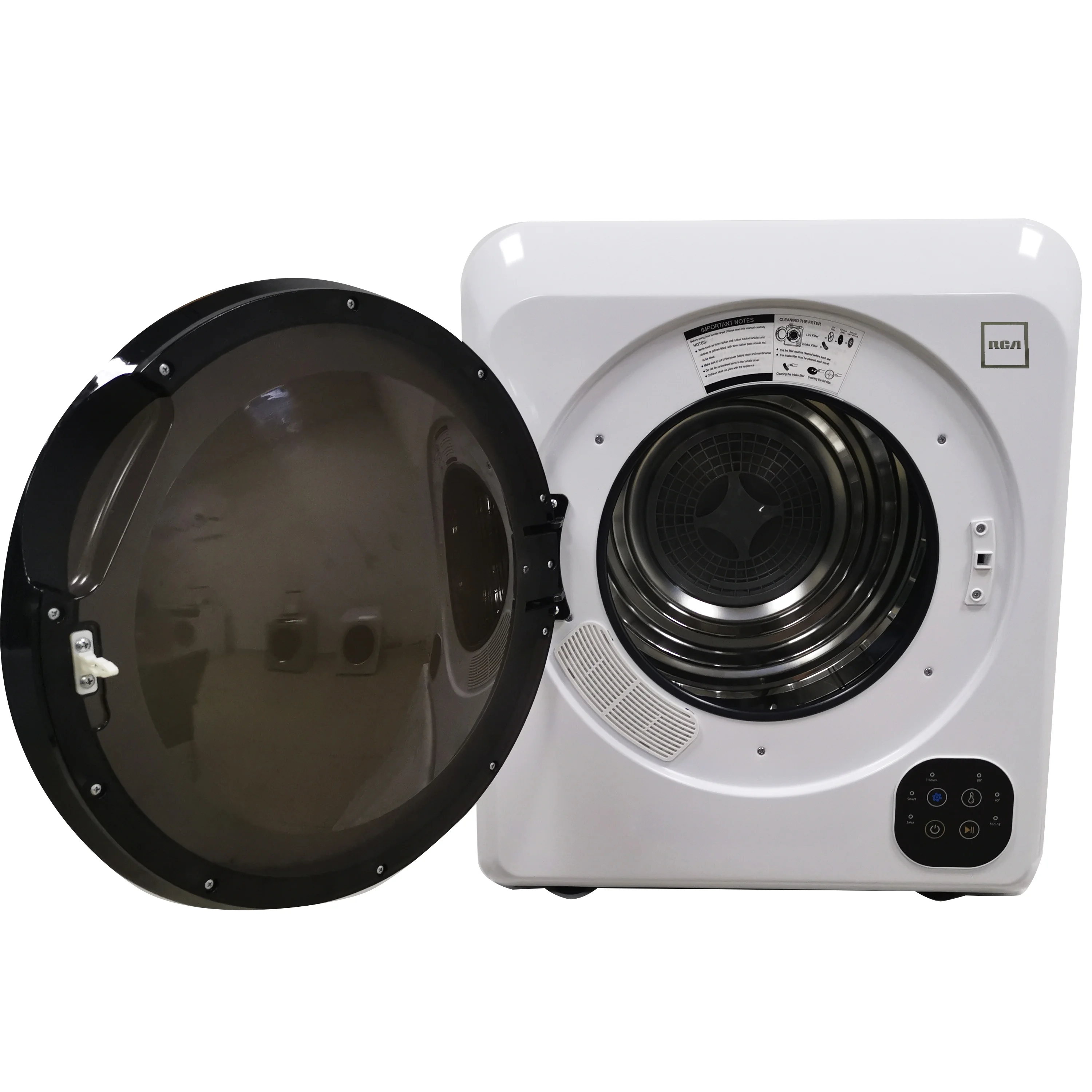 RCA 3.75 Cu ft.(13lbs.) Ventless Electric Apartment Size Dryer, RDR323, White
