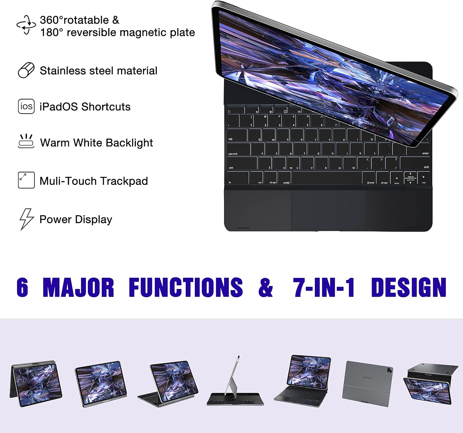doqo Magnetic Keyboard Case for iPad Air 5th Generation(2022)/iPad Air 4th Generation(2020), iPad Pro 11 2018/2020/2021