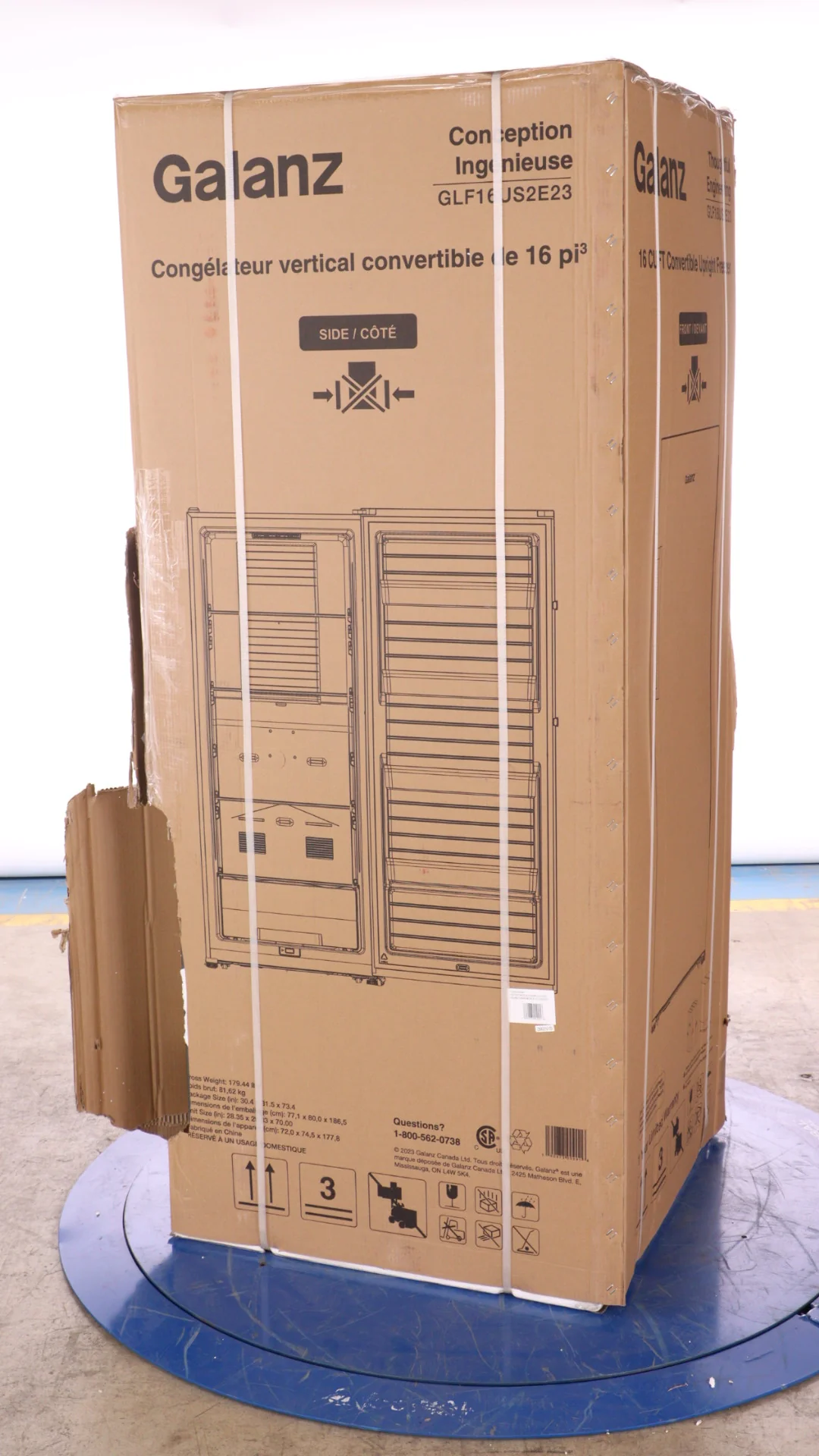 GALANZ 28 IN. 16 CU.FT. STAINLESS STEEL CONVERTIBLE UPRIGHT FREEZER OR REFRIGERATOR - GLF16US2E23