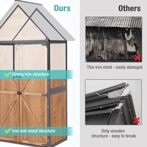 Sheds Outdoor Storage,Garden Shed with Metal Frame Structure and Adjustable Shelves