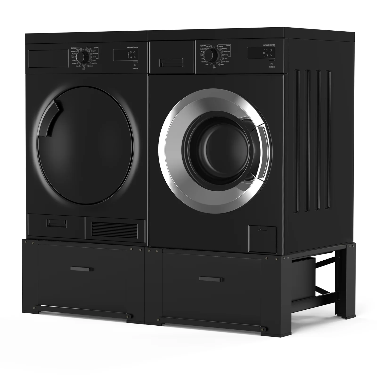2 Pack Laundry Pedestals 28"× 29" Heavy Duty Inlife Dual Washing Machine Pedestals, Washer and Dryer Stands, Stainless Steel, Black