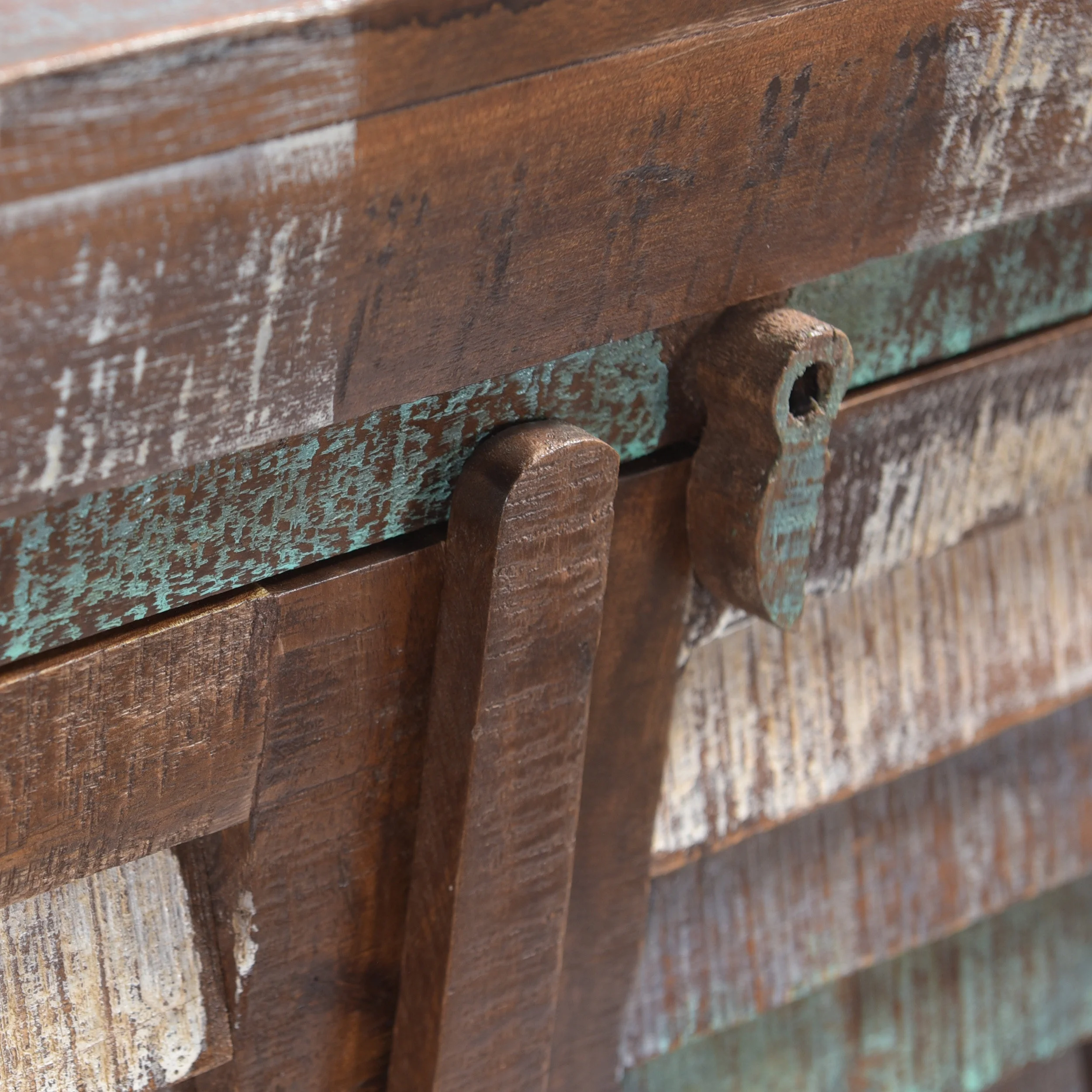 GDF Studio Alnoor Boho Handmade Recycled Wood Cabinet, Reclaimed Finish
