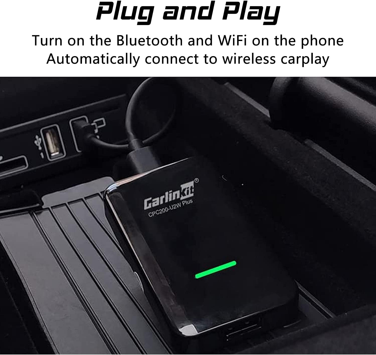 Carlinkit 2.0 Wireless CarPlay Adapter USB for Factory Wired CarPlay Cars, Wireless CarPlay Dongle Convert Wired to Wireless CarPlay Black