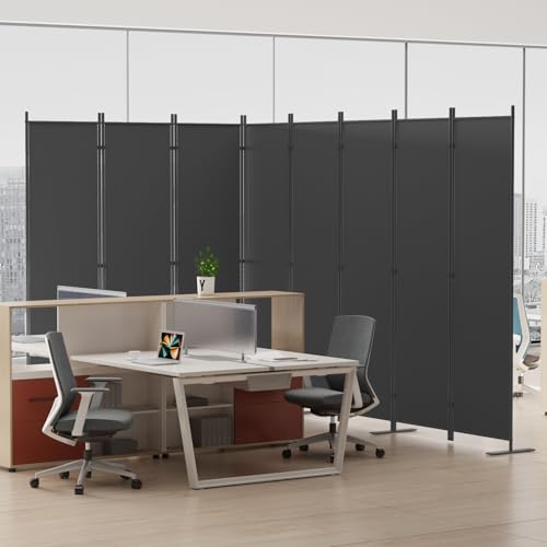 Helios&Hestia 8-Panel 6 ft Tall Indoor Folding Room Divider, Portable Privacy Screen, Freestanding Partition Separator
