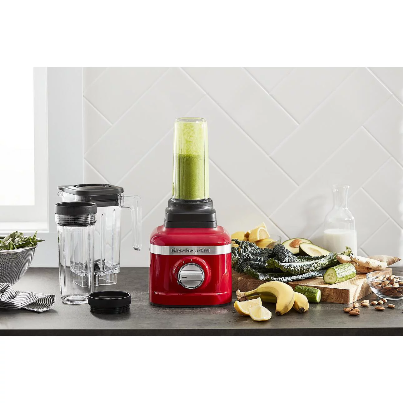 KitchenAid K150 3 Speed Ice Crushing Blender with 2 Personal Blender Jars, Passion Red, KSB1332