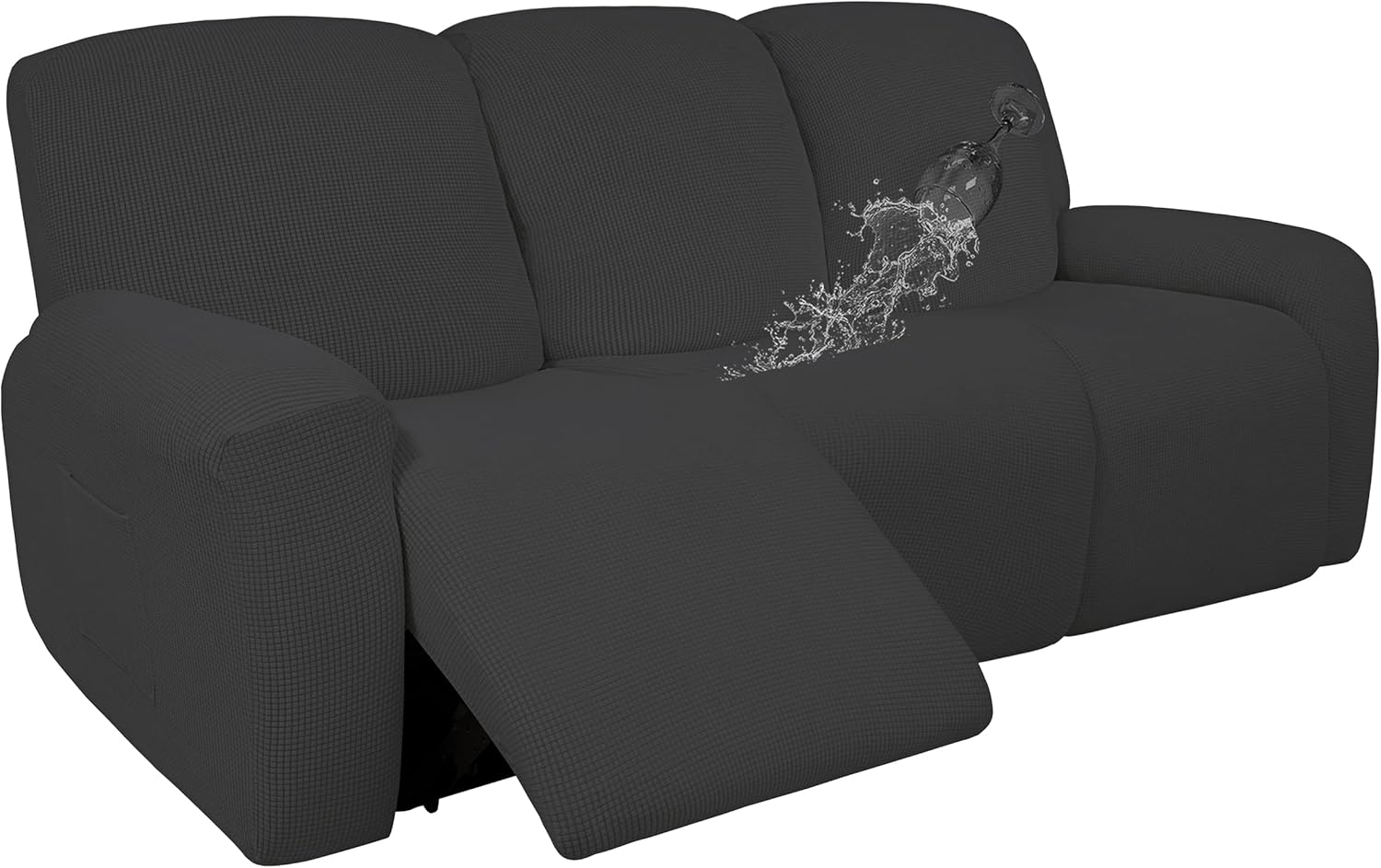 Easy-Going 100% Dual Waterproof Recliner Sofa Cover, 8-Pieces Stretch Reclining Couch Cover with Pocket
