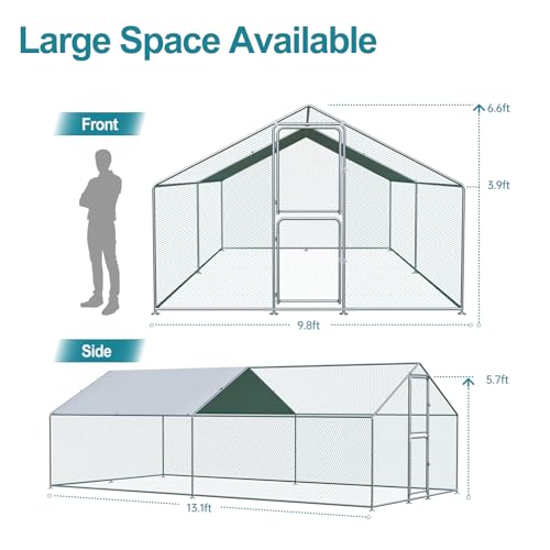 Large Chicken Coop, Chicken Coops for 30 Chickens, Chicken Runs for Yard with Water Poof & UV Resistance Cover