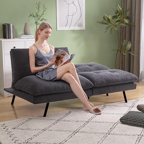 71" Convertible Futon Sofa,Faux Leather Futon Couch Bed,Sleeper Sofa Bed,Memory Foam Modern Folding Small Loveseat for Living Room,Office,Apartment