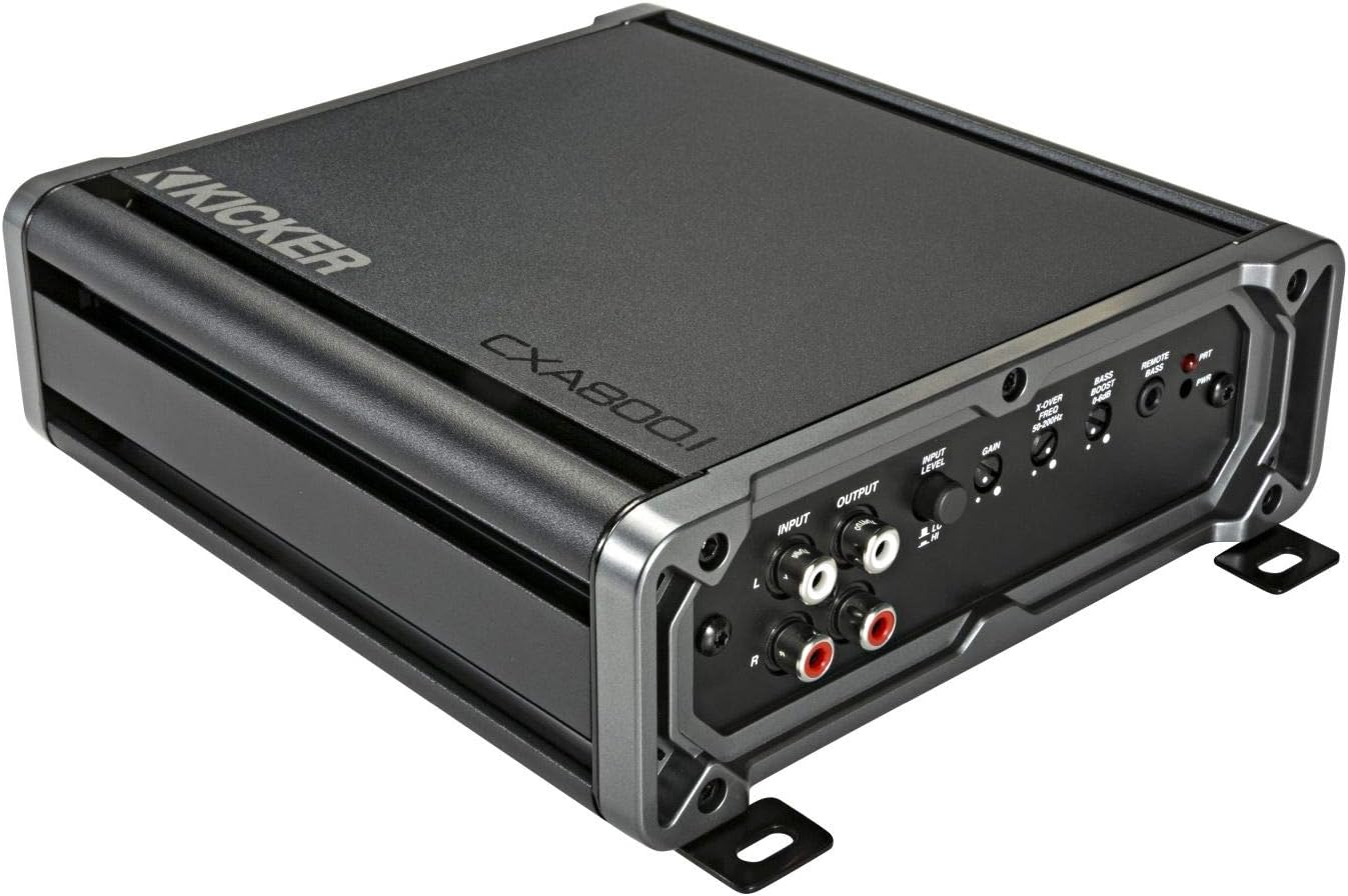 Kicker 46CXA8001T CX Series 1600 Watt Max Power Class D Amp Monoblock Car Audio Sub Vehicle Amplifier, Black