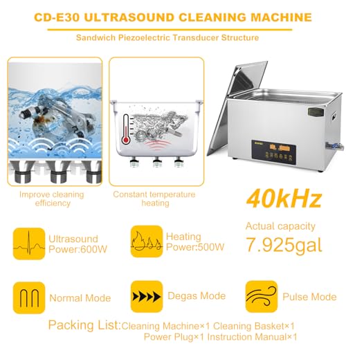 3L Ultrasonic Cleaner Dual-Frequency Professional Digital Stainless Steel Cleaning Machine with Heater Timer for Carburetor, Parts, Circuit Board