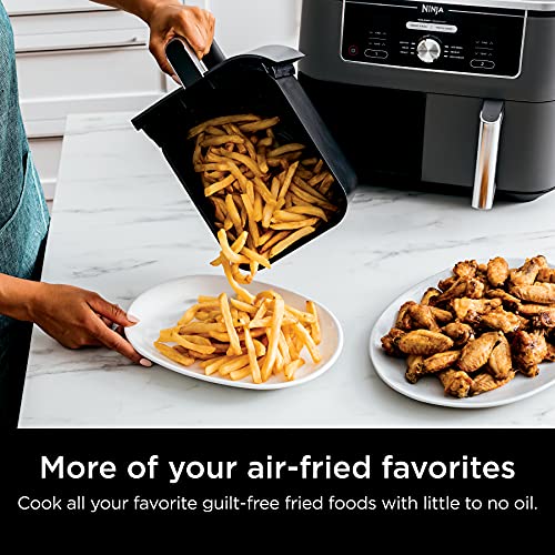 Ninja DZ401 Foodi 10 Quart 6-in-1 DualZone XL 2-Basket Air Fryer with 2 Independent Frying Baskets, Match Cook & Smart Finish to Roast, Broil