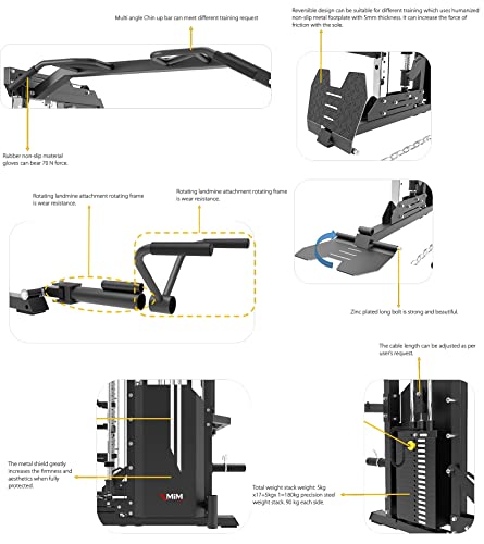 MiM USA Hercules EX Commercial All in One Gym Machine w/400 lb Weight Stack Jammer Arms Adj Bench Leg Press Leg Extension Arm Curl LAT Seat Complete