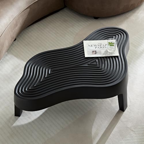 JUSTONE 15.75 ''Round Coffee Table, Accent End Table for Living Room Office Apartment, Modern Minimalist Side Table with Faux Marble Pattern