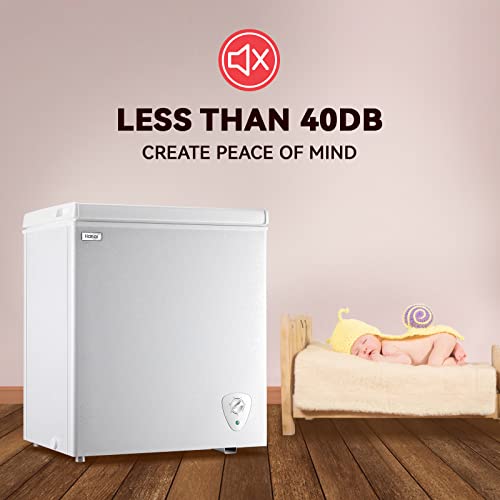 Chest Freezer Small Deep Freezers WANAI 3.5 Cubic Feet Mini Freezer White Free-Standing Top Door Freezer Removable Storage Basket Compact 7